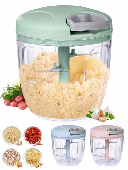 500/900ML Manual Garlic Chopper and Vegetable Cutter - Versatile Kitchen Gadget for Slicing, Crushing, and Grinding